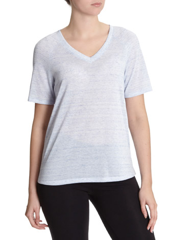 Linen-Blend V-Neck T-Shirt